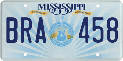 MS license plate BRA458