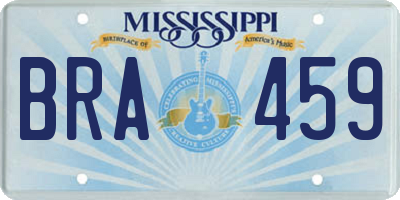 MS license plate BRA459