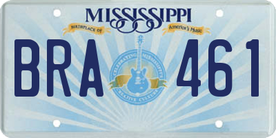 MS license plate BRA461