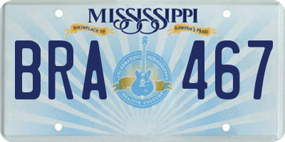 MS license plate BRA467