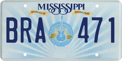 MS license plate BRA471