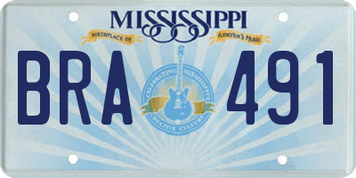 MS license plate BRA491