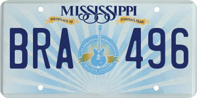 MS license plate BRA496