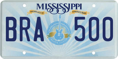 MS license plate BRA500