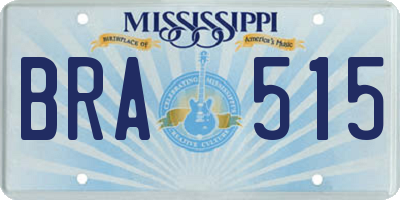 MS license plate BRA515