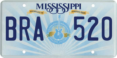MS license plate BRA520