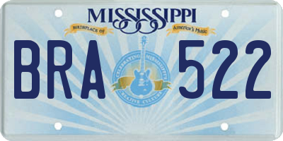 MS license plate BRA522