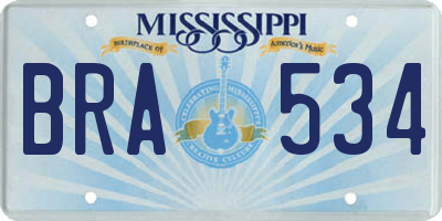 MS license plate BRA534