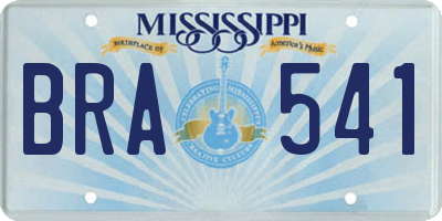 MS license plate BRA541