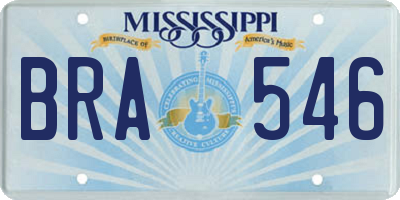 MS license plate BRA546