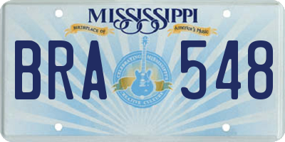 MS license plate BRA548