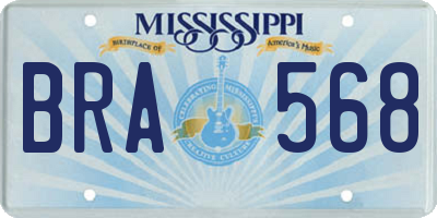 MS license plate BRA568