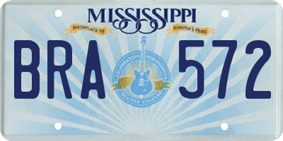 MS license plate BRA572