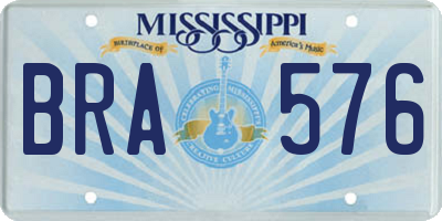 MS license plate BRA576