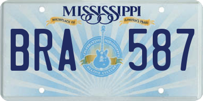 MS license plate BRA587
