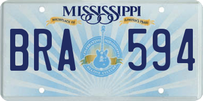 MS license plate BRA594