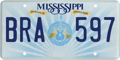 MS license plate BRA597