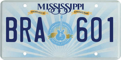 MS license plate BRA601