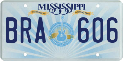 MS license plate BRA606