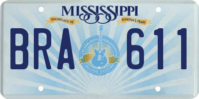 MS license plate BRA611