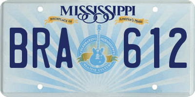 MS license plate BRA612