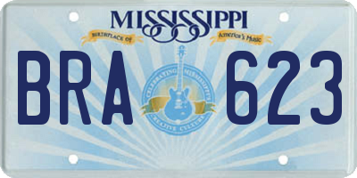 MS license plate BRA623