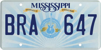 MS license plate BRA647