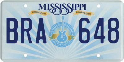 MS license plate BRA648