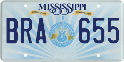 MS license plate BRA655