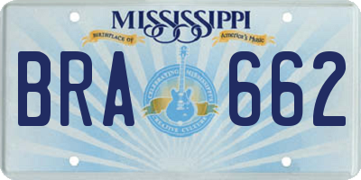 MS license plate BRA662
