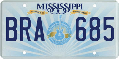 MS license plate BRA685