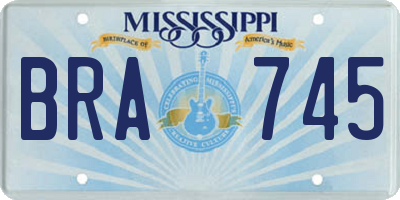MS license plate BRA745
