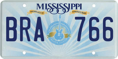MS license plate BRA766