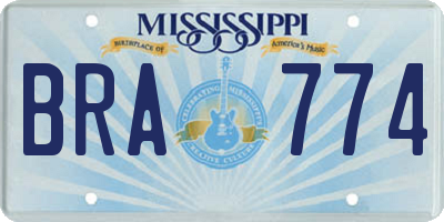 MS license plate BRA774