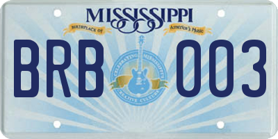 MS license plate BRB003