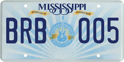 MS license plate BRB005