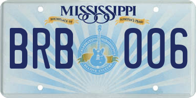 MS license plate BRB006