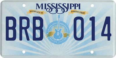 MS license plate BRB014