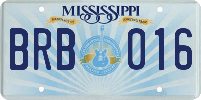 MS license plate BRB016