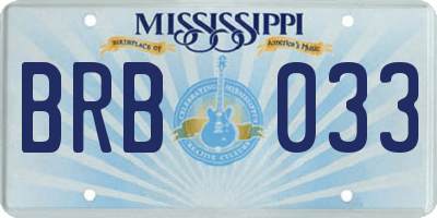 MS license plate BRB033