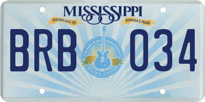 MS license plate BRB034