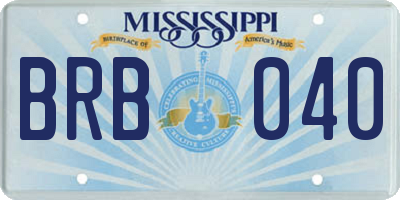 MS license plate BRB040