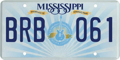 MS license plate BRB061