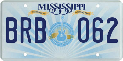 MS license plate BRB062
