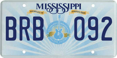 MS license plate BRB092