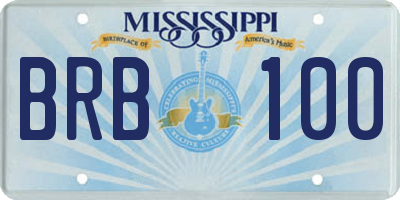 MS license plate BRB100