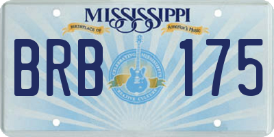 MS license plate BRB175