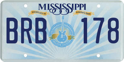 MS license plate BRB178