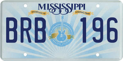 MS license plate BRB196
