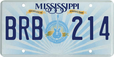 MS license plate BRB214